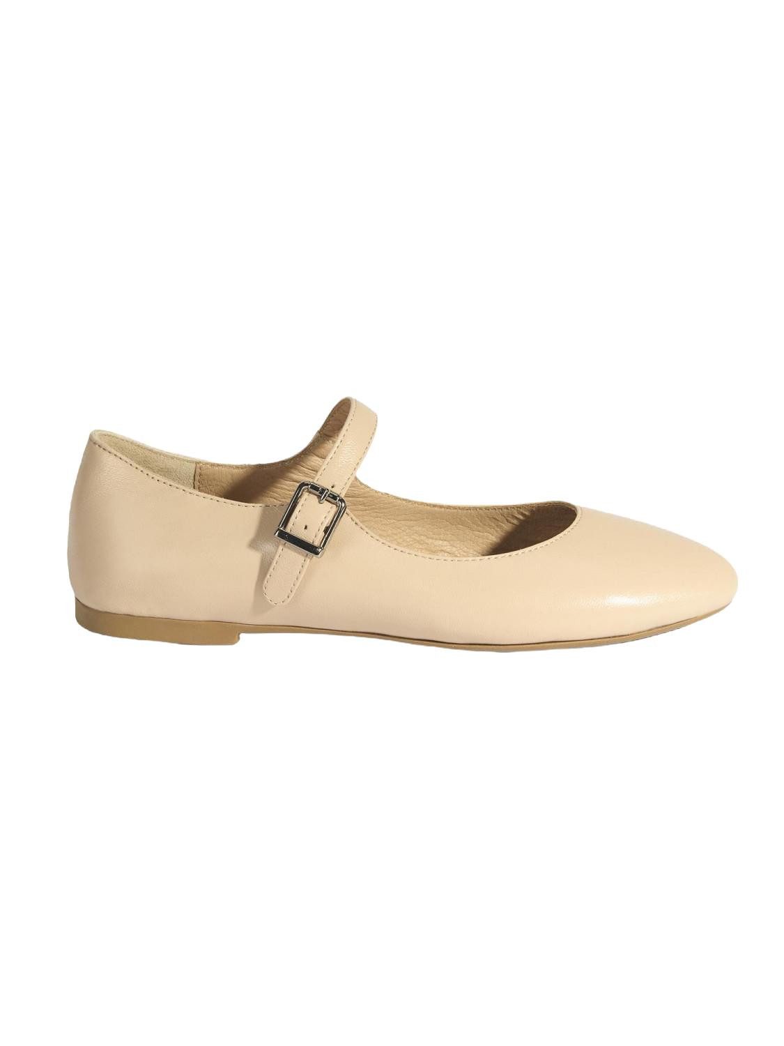 Desa Damen-Ballerinas aus Leder – Schnallenverschluss, flacher Absatz Balle günstig online kaufen