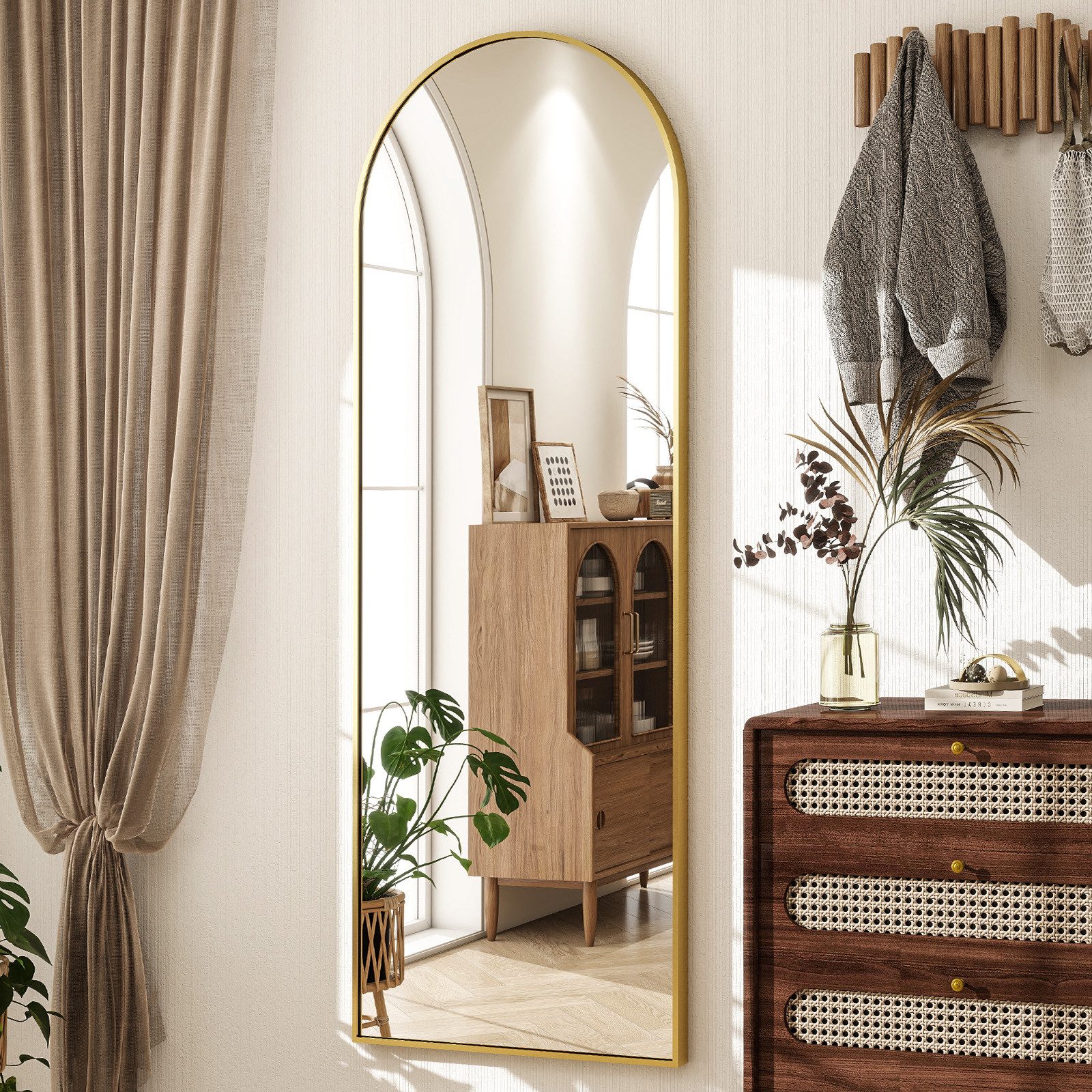 BEAUTYPEAK Standspiegel Bogenspiegel mit Alu-Rahmen (Wandspiegel erhältlich günstig online kaufen