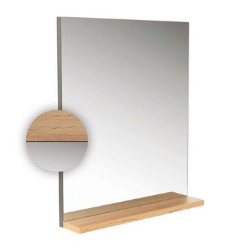 DM-Handel Badspiegel Spiegel mit Ablage (Badmöbel Badspiegel Anthrazit/Eiche, Wandspiegel 60x50x10 cm), Wandspiegel