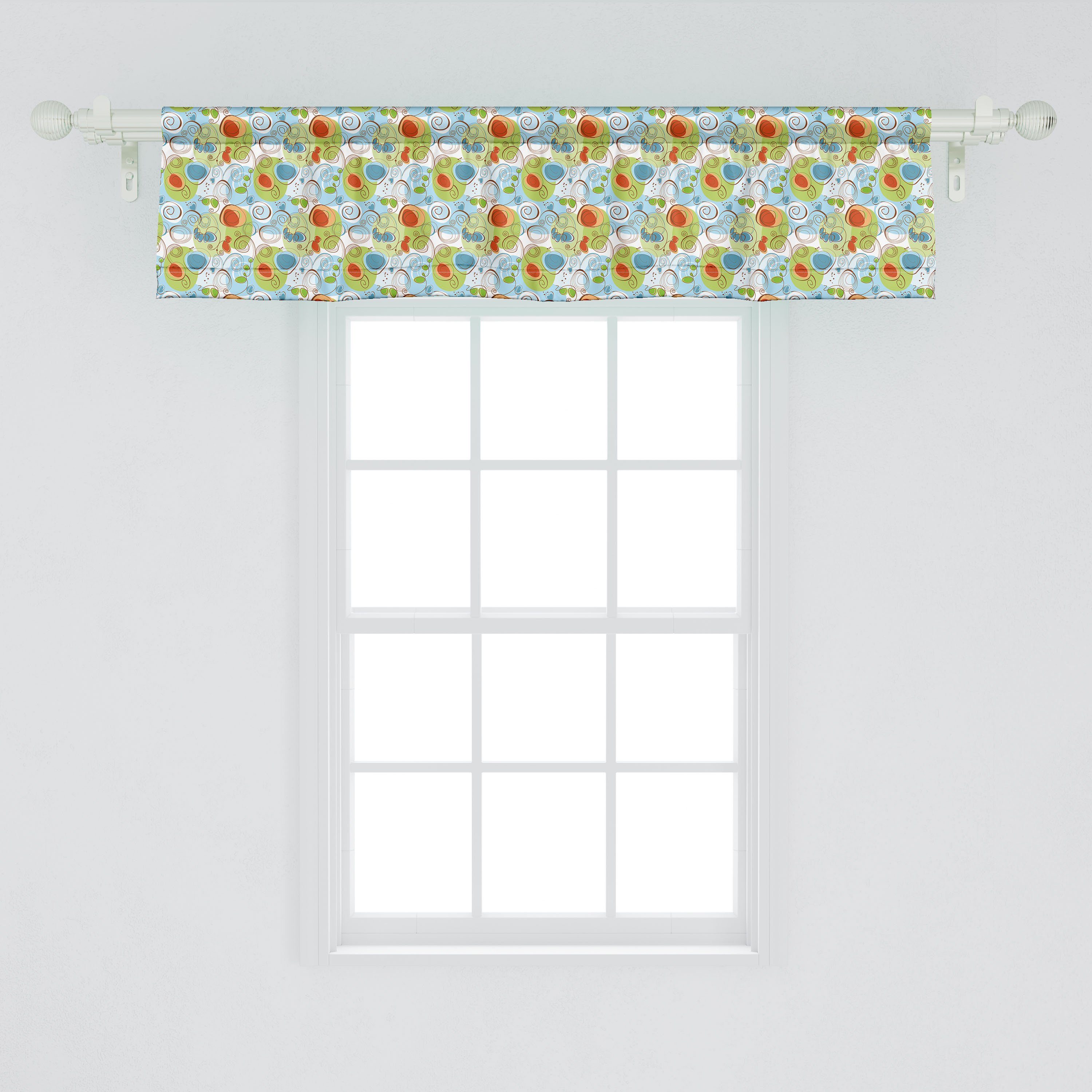 Scheibengardine Vorhang Volant für Swirl Stangentasche, Küche Abstrakt Schlafzimmer Geometrische mit Microfaser, Abakuhaus, Dekor Funky