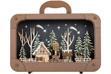 Wohnando Weihnachtsdorf LED-Hölzener Deko-Koffer mit Weihnachtsmarkt-Szene
