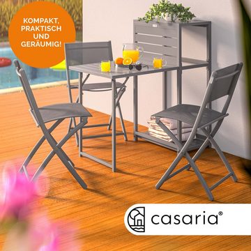 Casaria Balkonset, 3 Stühle Tisch Klappbar Platzsparend inkl. Rollen Wetterfest Stahl