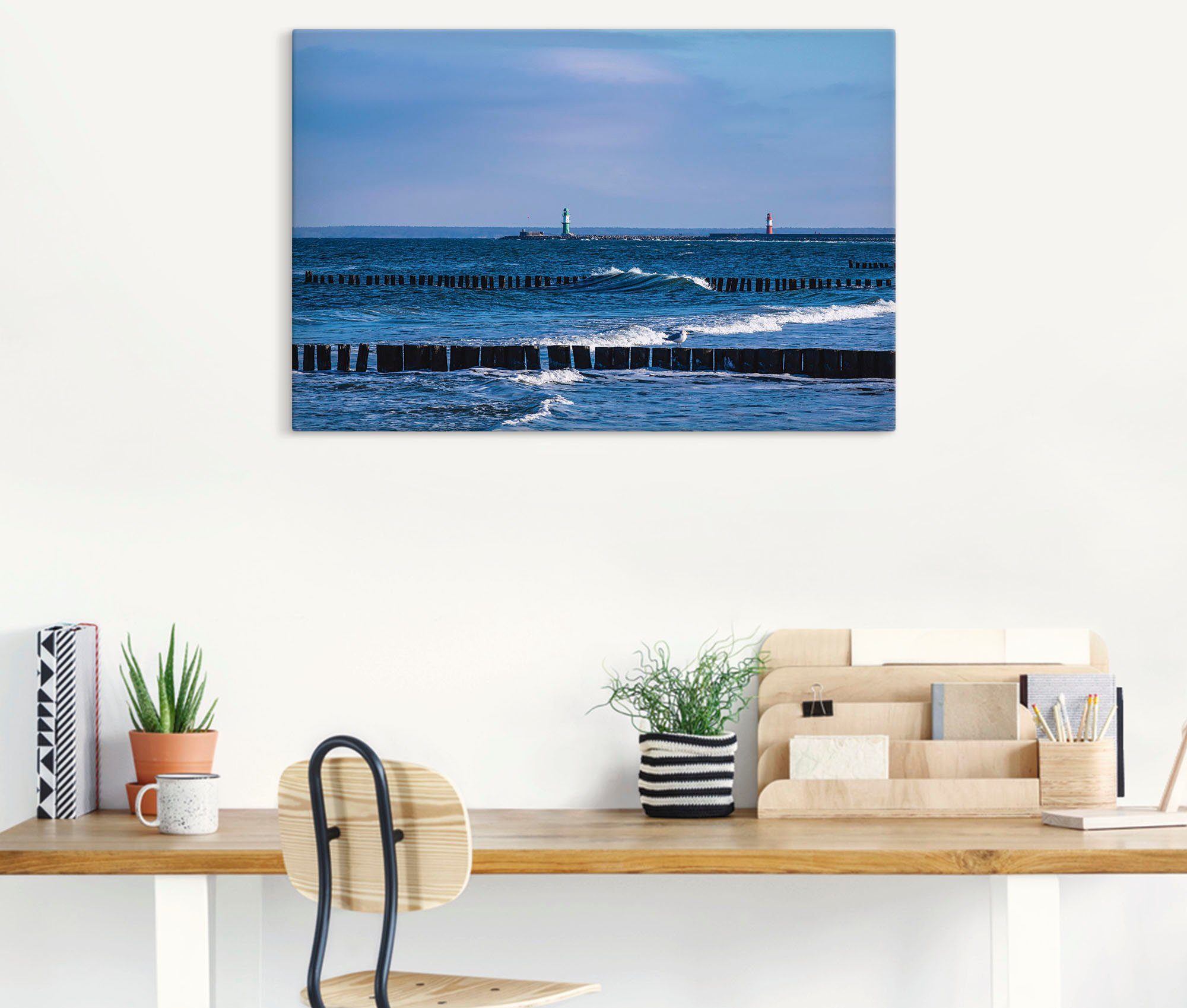 Artland Wandbild »Mole und Buhnen in Warnemünde II«, Meer Bilder (1 Stück), in vielen Größen & Produktarten - Alubild / Outdoorbild für den Außenbereich, Leinwandbild, Poster, Wandaufkleber / Wandtattoo auch für Badezimmer geeignet-HomeTrends