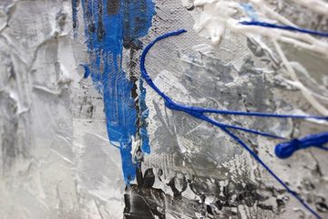 YS-Art Gemälde Abstraktion III, Abstrakt, Leinwand Bild Handgemalt Abstrakt Blau Grau Kästchen