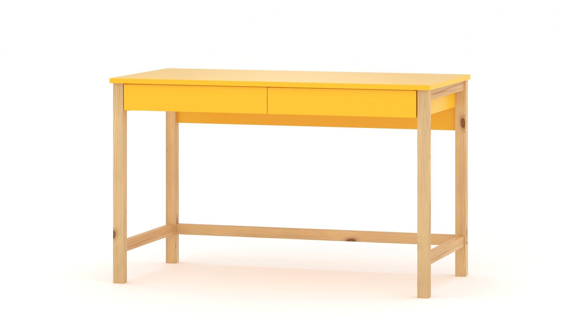 Siblo Schreibtisch Schreibtisch Maria Natural Schubladen Natural (Schreibtisch mit Maria Schubladen) Gelb mit