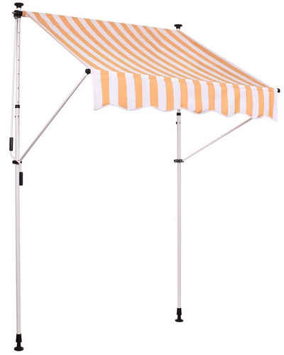 TPFGarden Klemmmarkise Wendy - Sonnenschutz für Mietwohnungen, Balkone, Terrassen (Hochwertige Balkonmarkise aus UV-beständigem Polyester, 1-St., Stabile Outdoor-Markise - Sonnenschutzfaktor UV50) Rostfreies Edelstahlgestell - Maße (BxT): 200 x 120 cm - weiß/gelb