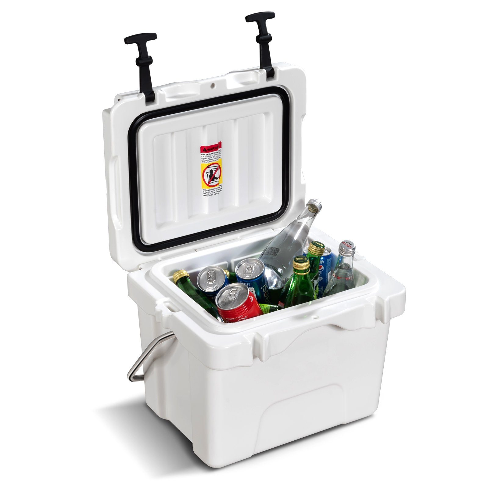COSTWAY Kühlbox, 15 l, 15L, 75°C, Griff Weiß mit bis & -30°C Getränkehalter, 45x34x33cm