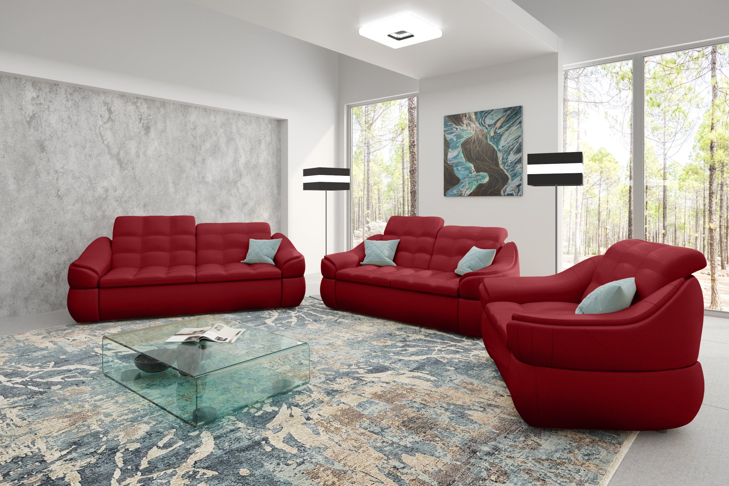 Stylefy Polstergarnitur Alisa, Sofa Europa aus Design, Sessel, und in made Modern Sofa, (Set (3-tlg), 2-Sitzer 2,5-Sitzer bestehend