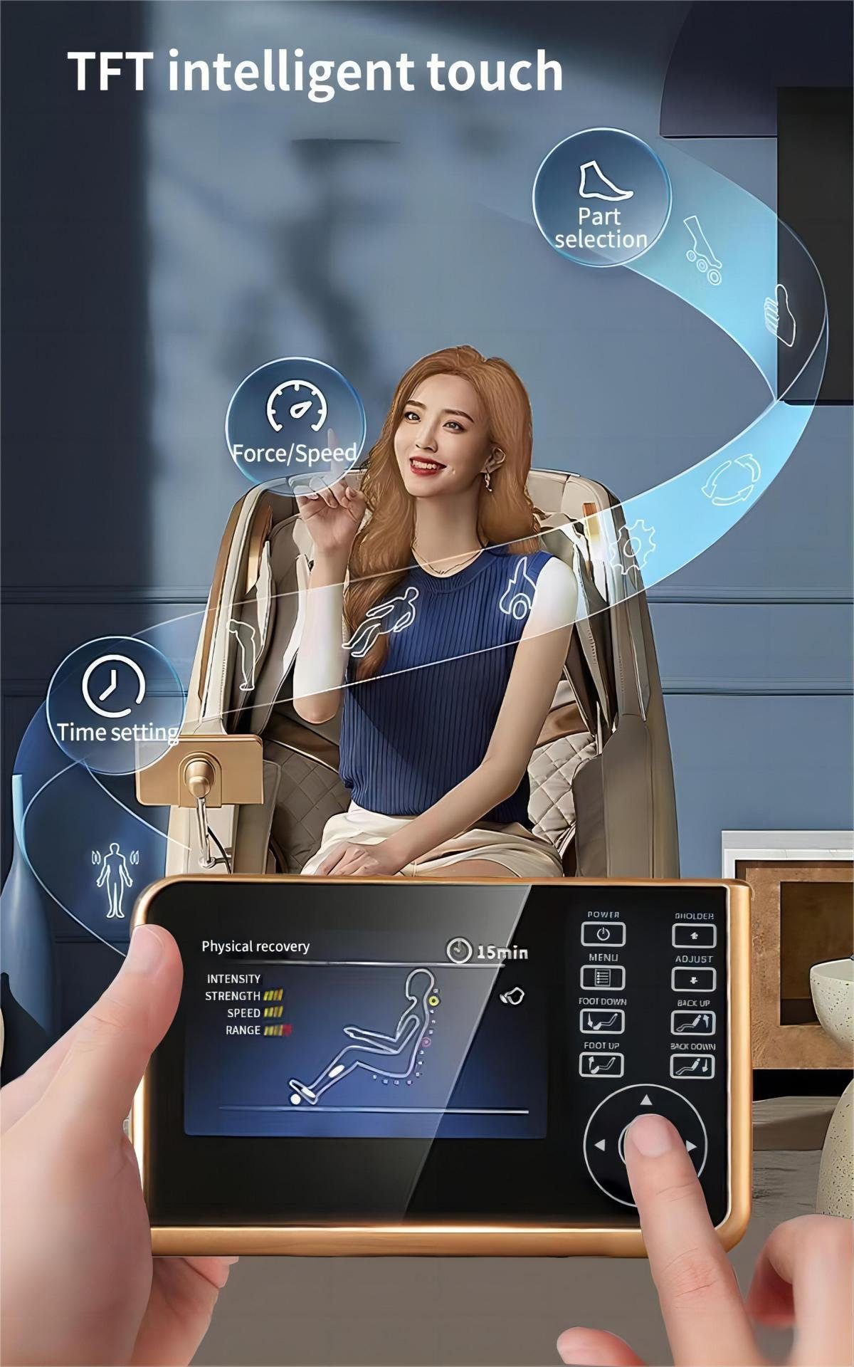 Salottini Massagesessel SOFORT LIEFERBAR 2D Massagesessel Sessel Bern gold SONDERPREIS (1-St), mit Relaxfunktion