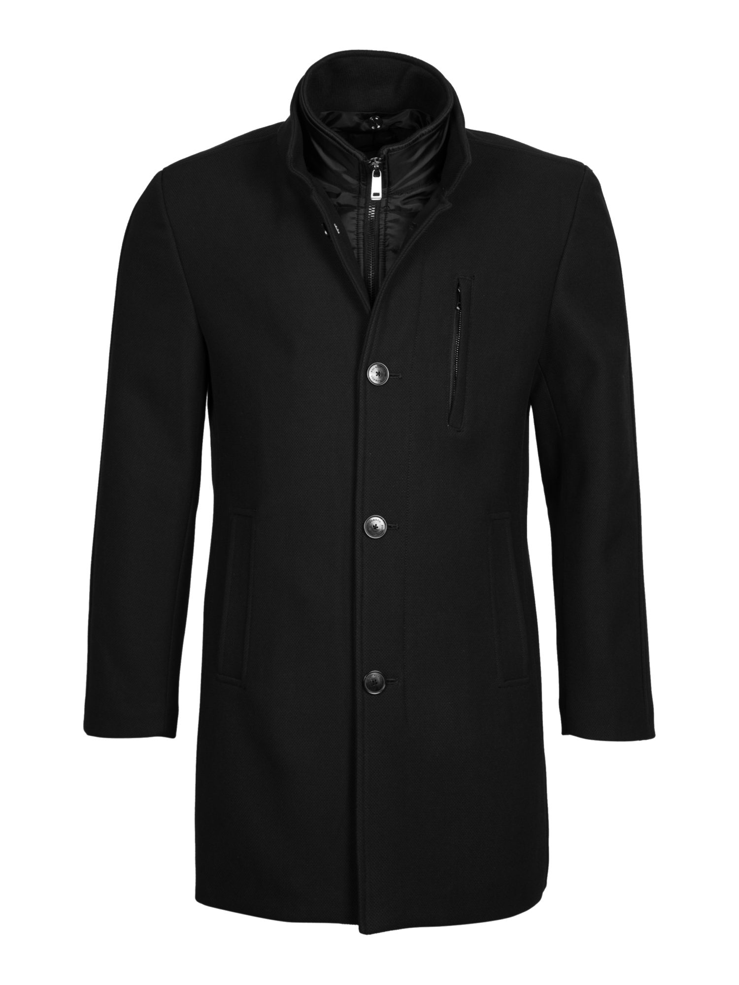 Roy Robson Strickmantel schwarz,Outdoor,Polyester,Unifarben,Stehkragen,Lang,Gerade
