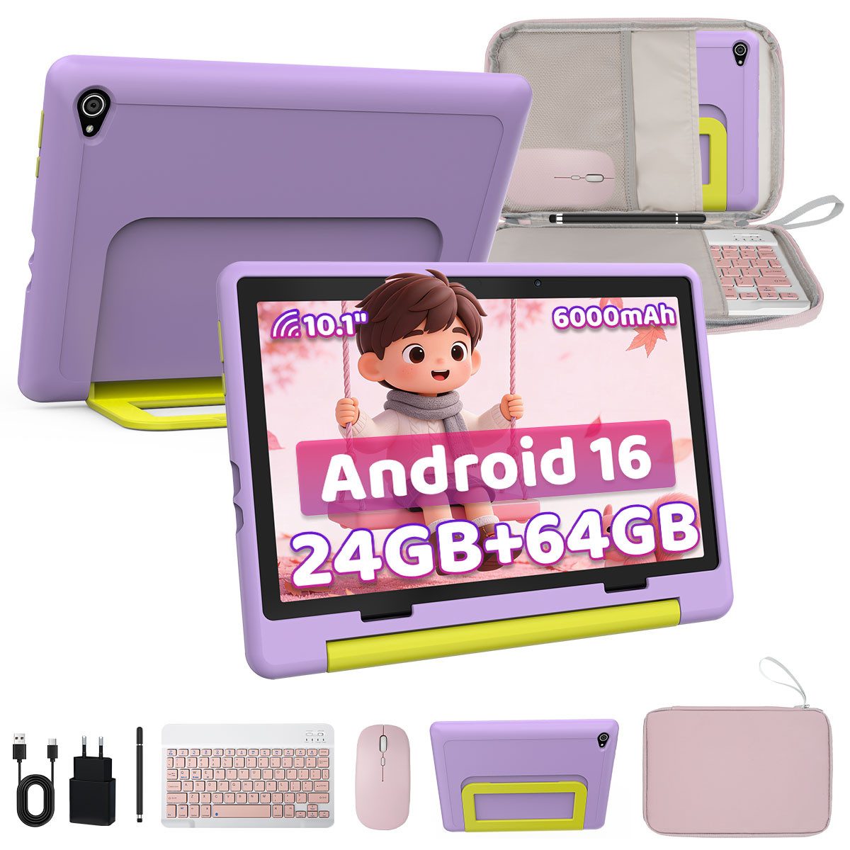 BUFO Kinder Lern-Tablet mit Elternkontrolle 10'' Android 16, 64GB Tablet (10", 64 GB, Android 16, Kids Bumper blau)