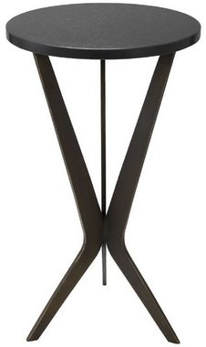 Casa Padrino Beistelltisch Luxus Beistelltisch Schwarz / Bronzefarben Ø 30,5 x H. 52 cm - Runder Tisch mit Granitplatte und Metall Beinen - Möbel - Luxus Möbel