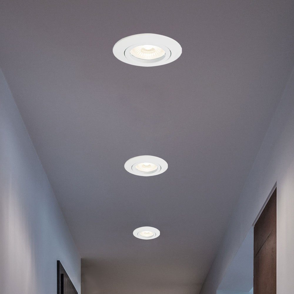 etc-shop LED Einbaustrahler, Leuchtmittel inklusive, Warmweiß, 3er Set LED Einbau Decken Leuchten Wohn Zimmer Spot Lampen rund weiß