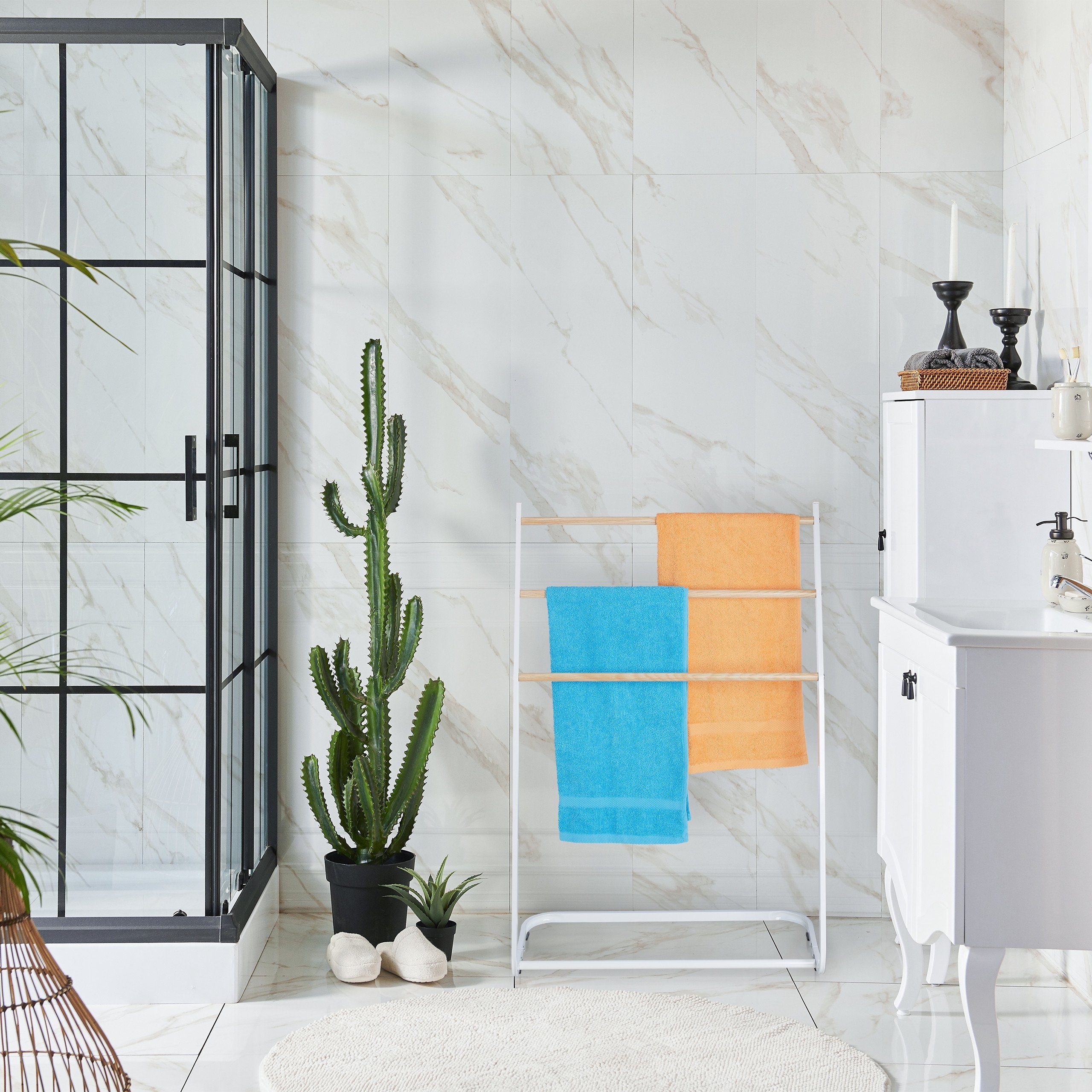 relaxdays Handtuchständer Handtuchhalter stehend aus Metall günstig online kaufen