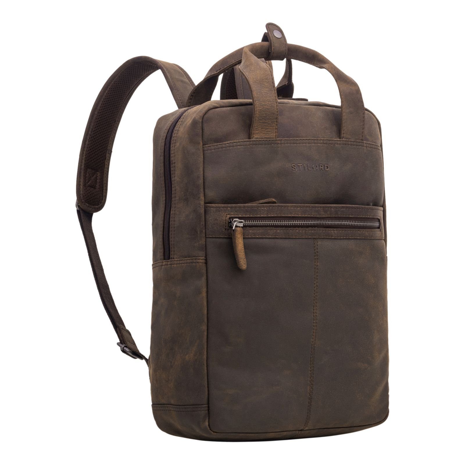 STILORD Notebook-Rucksack "Bryn" Leder Rucksack mit Laptopfach colorado - braun