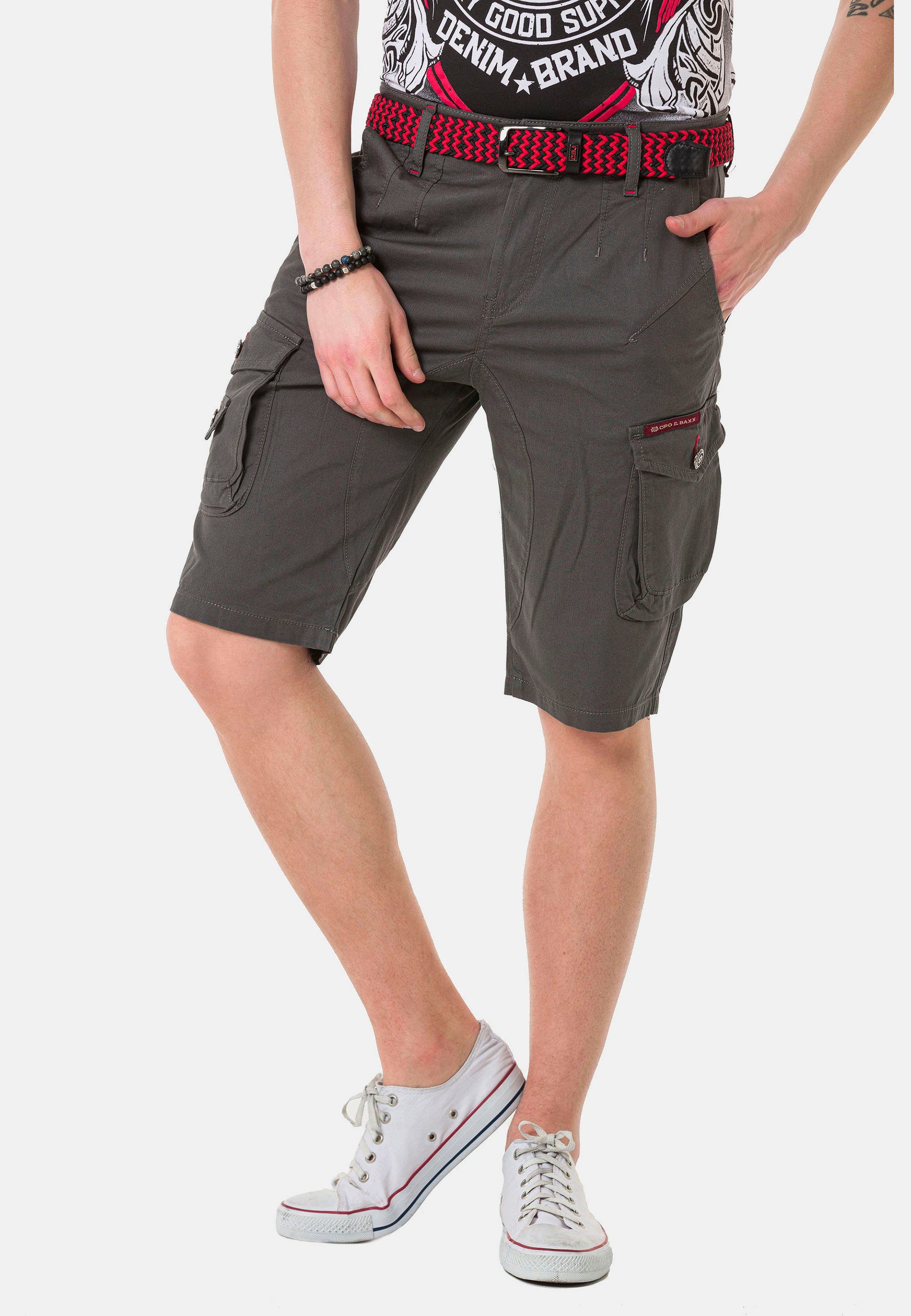 Baxx Cipo Cargotaschen Shorts mit & praktischen grau