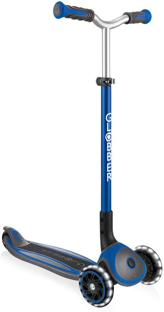 authentic sports & toys Globber Dreiradscooter MASTER LIGHTS, mit Leuchtrollen blau