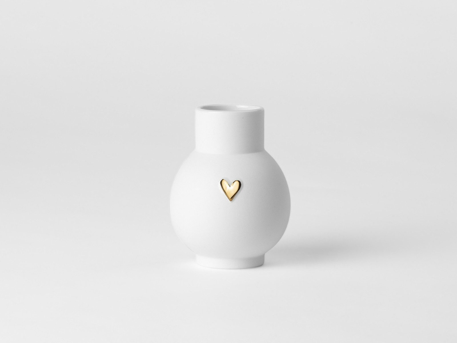 Räder Dekovase Mini-Kugelvase Herz gold weiß 9cm (Dekovasen)