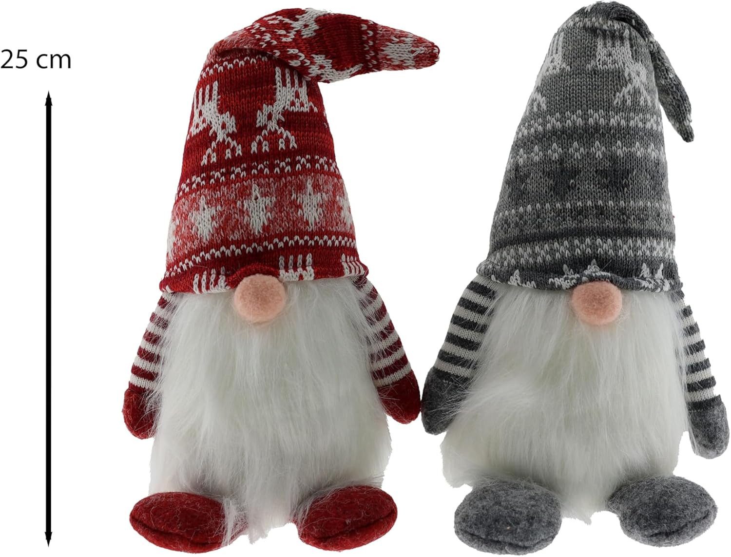hausleben Wichtel Set 25 cm (2 St), Deko Wichtel Rot & Grau mit Bart