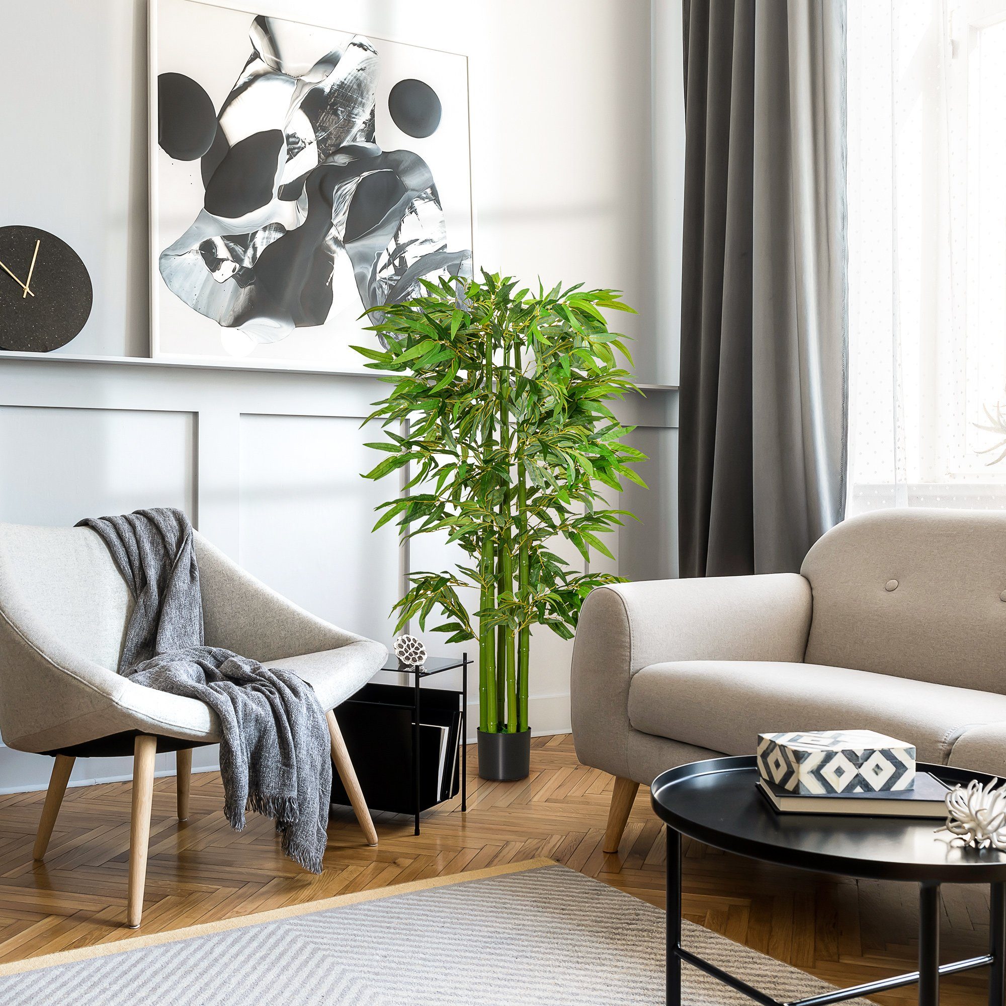 Kunstpflanze Büropflanze mit Kunststofftopf Bambus, HOMCOM, Höhe 160 cm, Gr günstig online kaufen