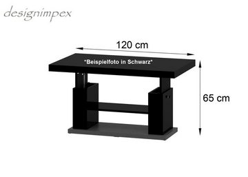 designimpex Couchtisch Design HN-777 Weiß - Grau Hochglanz höhenverstellbar ausziehbar Tisch