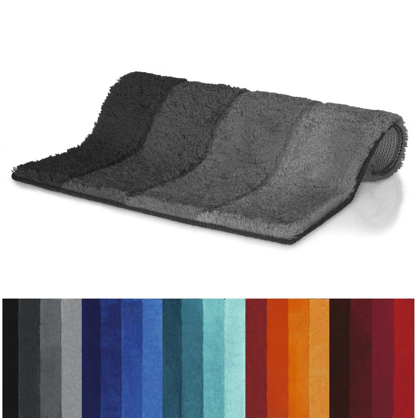 spirella Badematte FOUR, Höhe 25 mm, Badteppich Hochflor 20-25 mm, 90% Polyester, 10% Acryl, Anti-Rutsch Beschichtung, Für Fussbodenheizung geeignet, Waschbar 40°, Schnelltrocknend, 90% Polyester, 10% Acryl, rechteckig