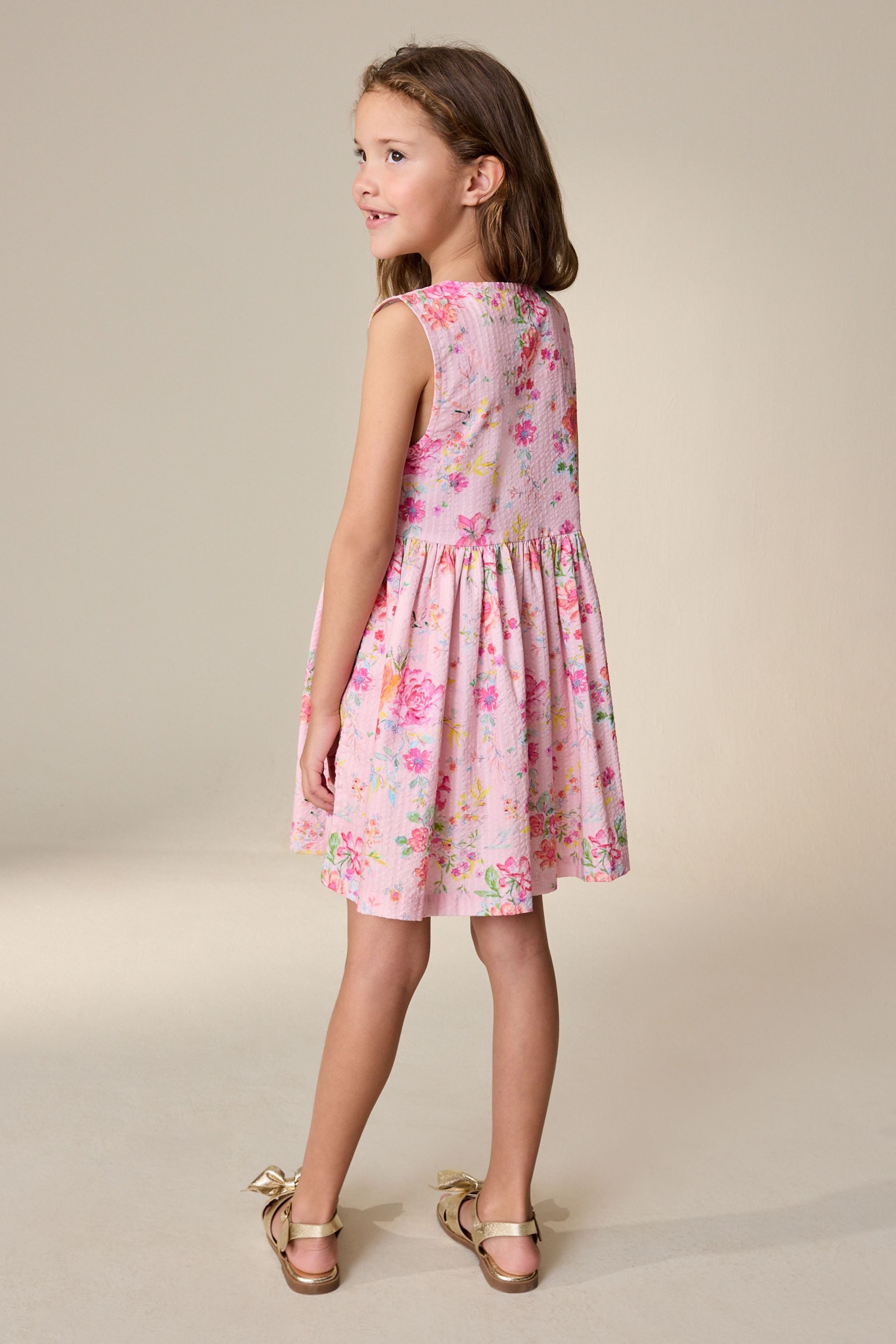 Next Strickkleid Kurzärmeliges, durchgeknöpftes Kleid mit Streifen (1-tlg)