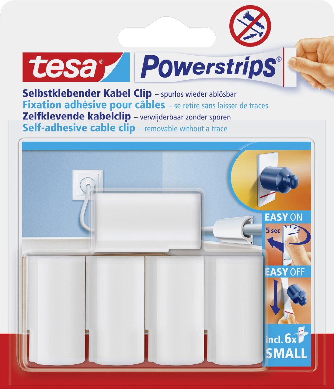 Klebehaken tesa Powerstrips Kabel Clip weiß