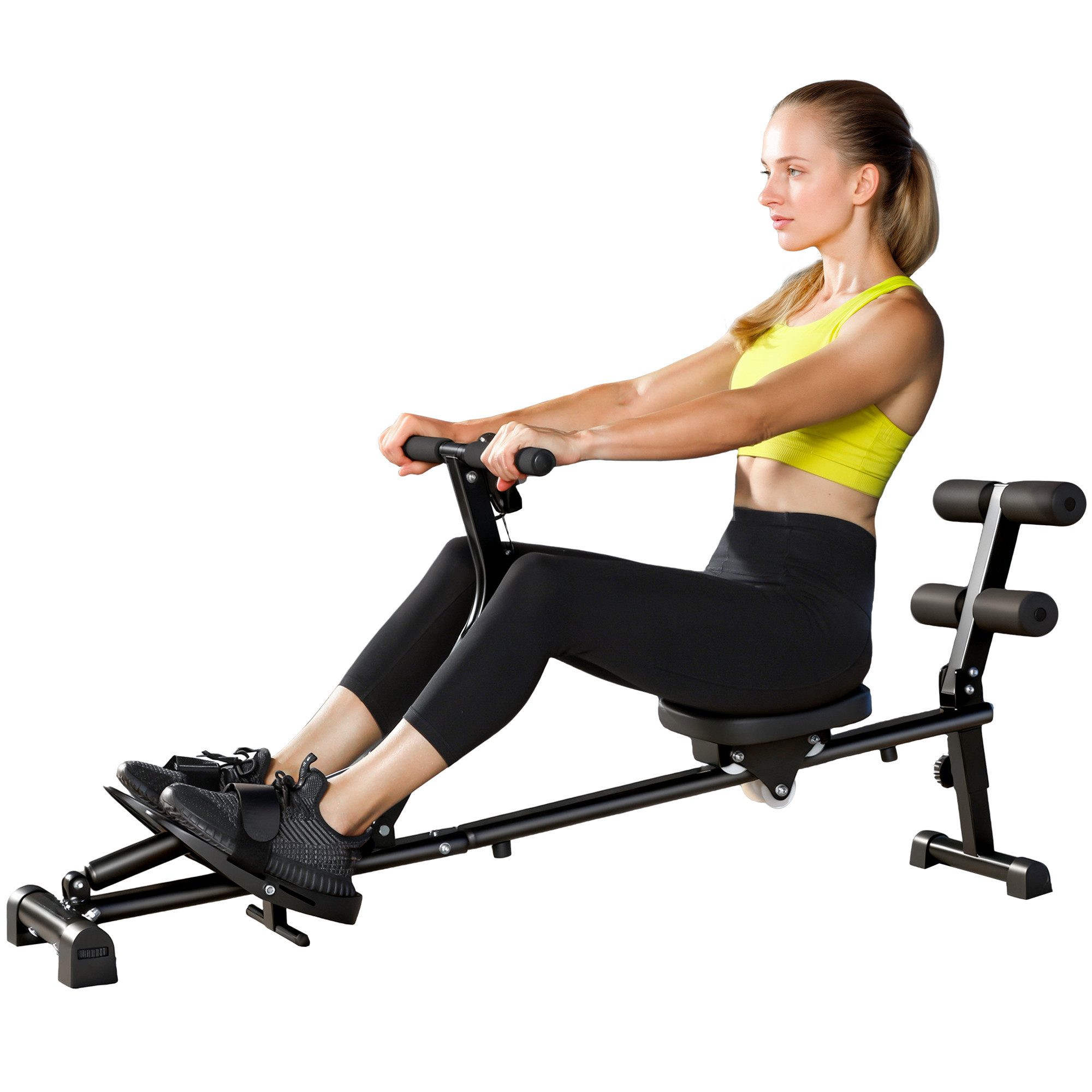 SPORTNOW Rudergerät mit 12 Widerstandsstufen, LCD-Display, Sit-up-Funktion (2 in 1 Rudermaschine, 1-tlg., leises Rudergeräte für Zuhause), Heimrudergerät für Heimfitness