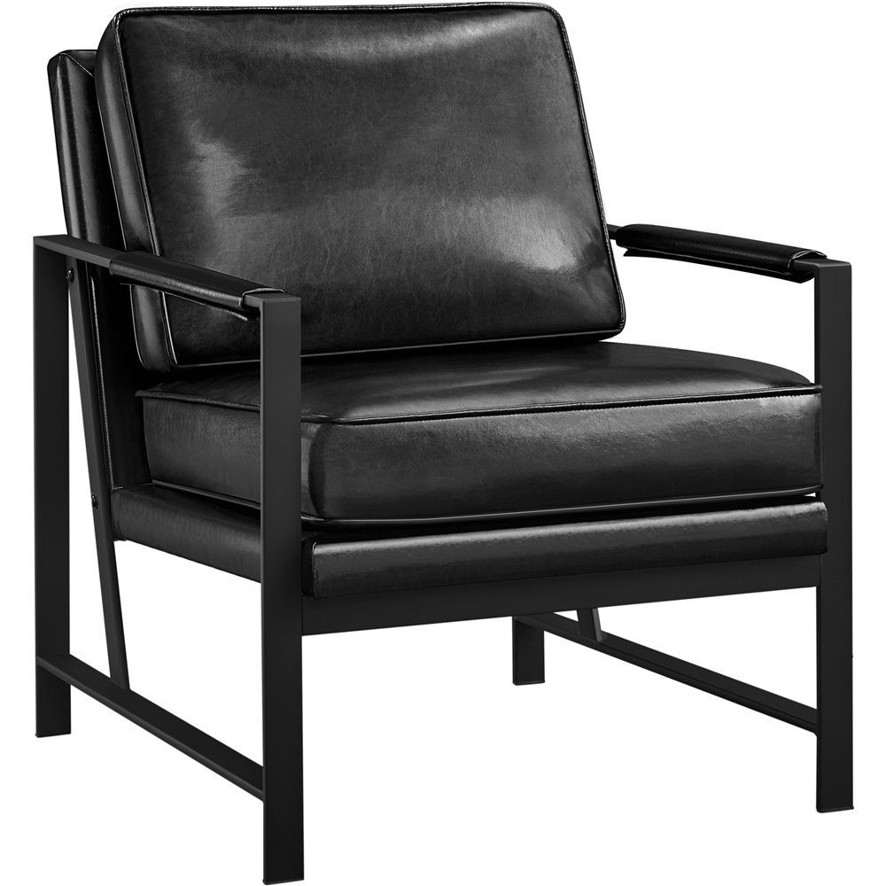 Yaheetech Relaxsessel, Retro-Stuhl Einzelsessel aus Kunstleder Schwarz