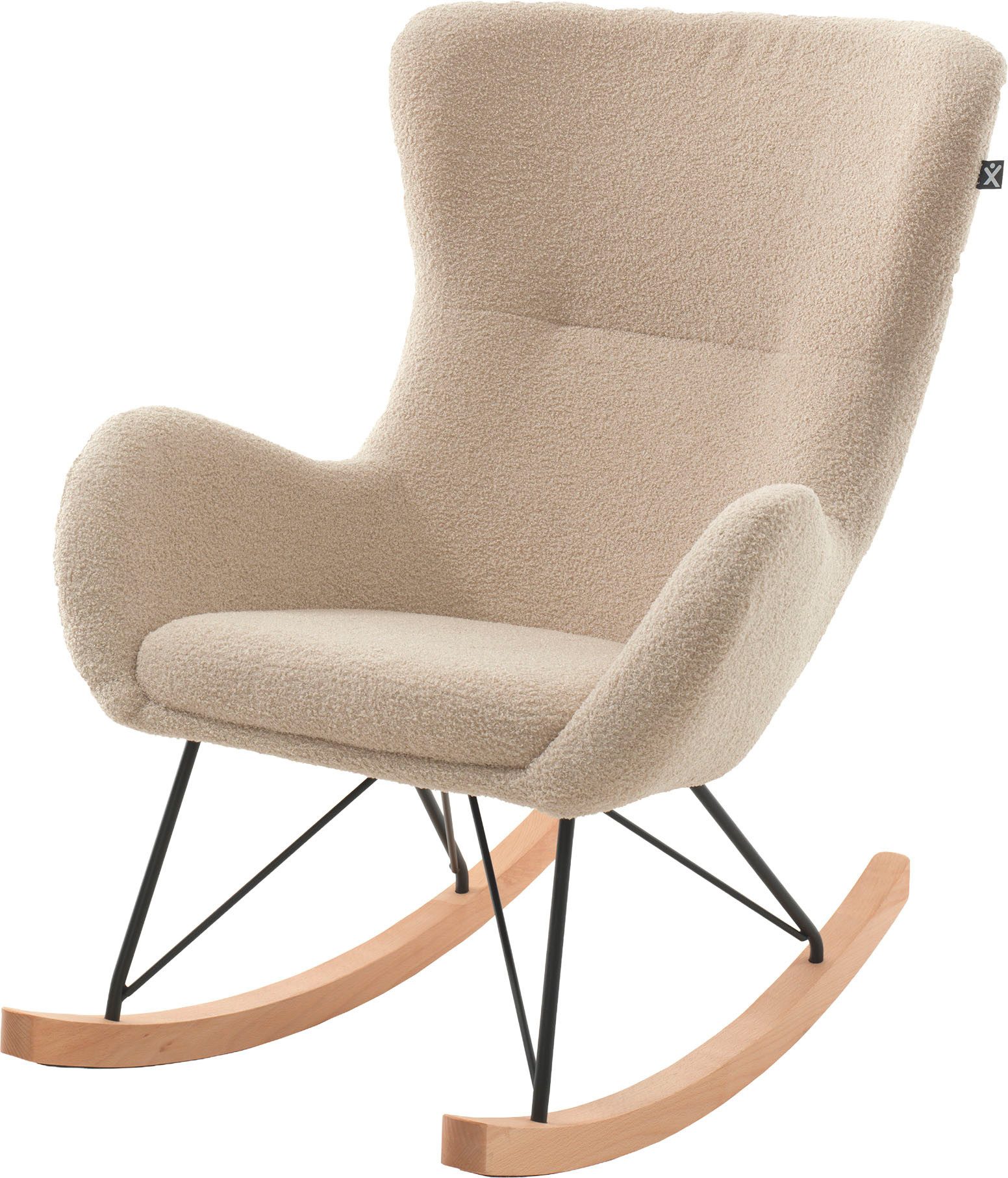 Vipack Schaukelsessel in flauschigem Bouclé Stoff gepolstert, zeitlose Optik (überall einsetzbar, komfortabler Sitzkomfort zur Entspannung), ermöglicht sanfte Schaukelbewegungen, Kufen mit Bodenschutz aus Filz