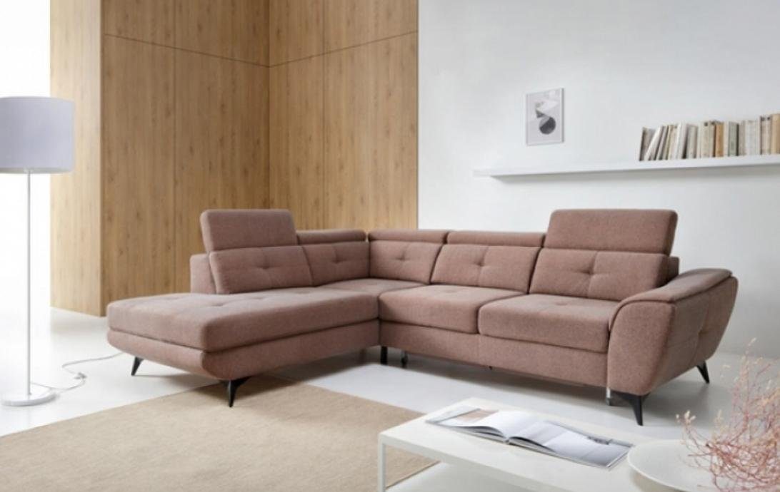 Sofa, Form Ecksofa L Modern 2 Polstersofa Rosa JVmoebel in Made Bettfunktion Ecksofa Teile, Europe