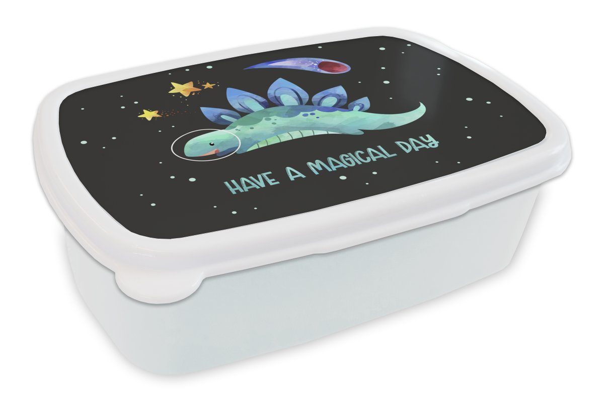 MuchoWow Lunchbox Zitate - Raum - 'Einen zauberhaften Tag' - Sprichwörter - Kind -, Kunststoff, (2-tlg), Brotbox für Kinder und Erwachsene, Brotdose, für Jungs und Mädchen weiß
