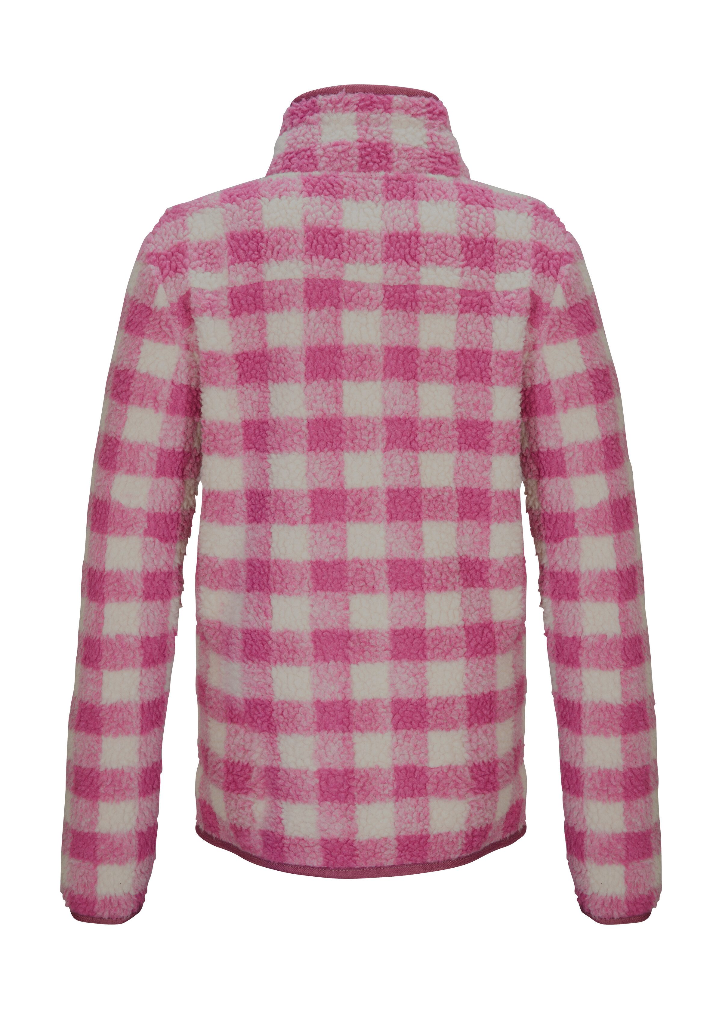 Killtec Fleecejacke KOW 243 GRLS FLC JCKT Weiche Sherpa Fleecejacke mit Karomuster und Kinnschutz-Reißverschluss