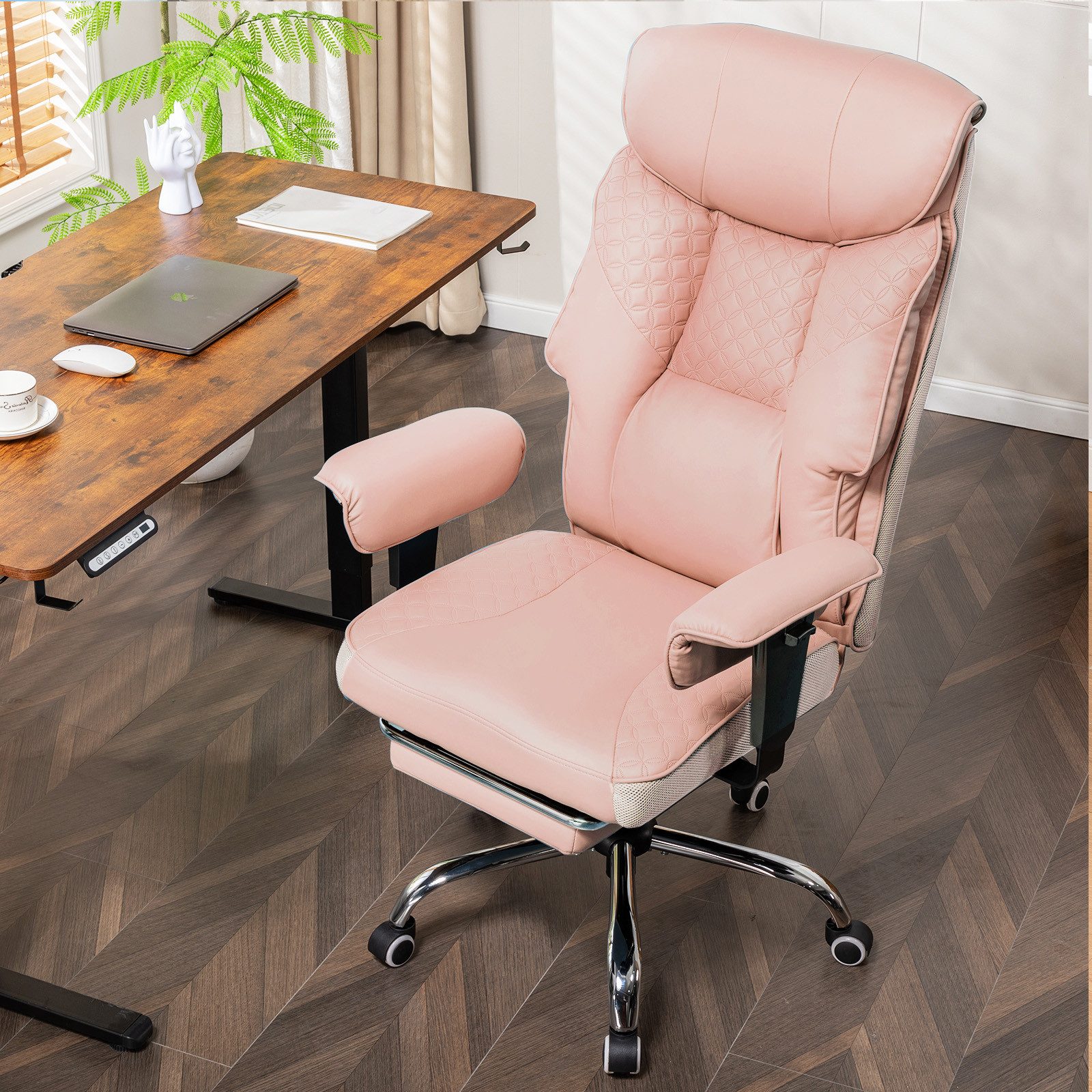 COMHOMA Bürostuhl Gaming Stuhl für Große und Schwere Personen bis 180 kg, ergonomischer Bürostuhl 3D Sitzkissen, verstellbar mit Fußstütz