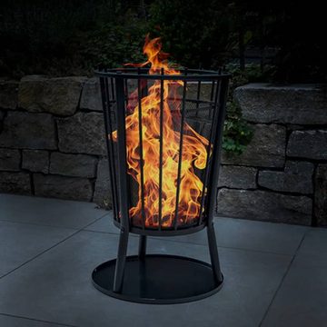 HI Feuerstelle Feuerkorb mit Funkenschutz Schwarz 40 x 61 cm