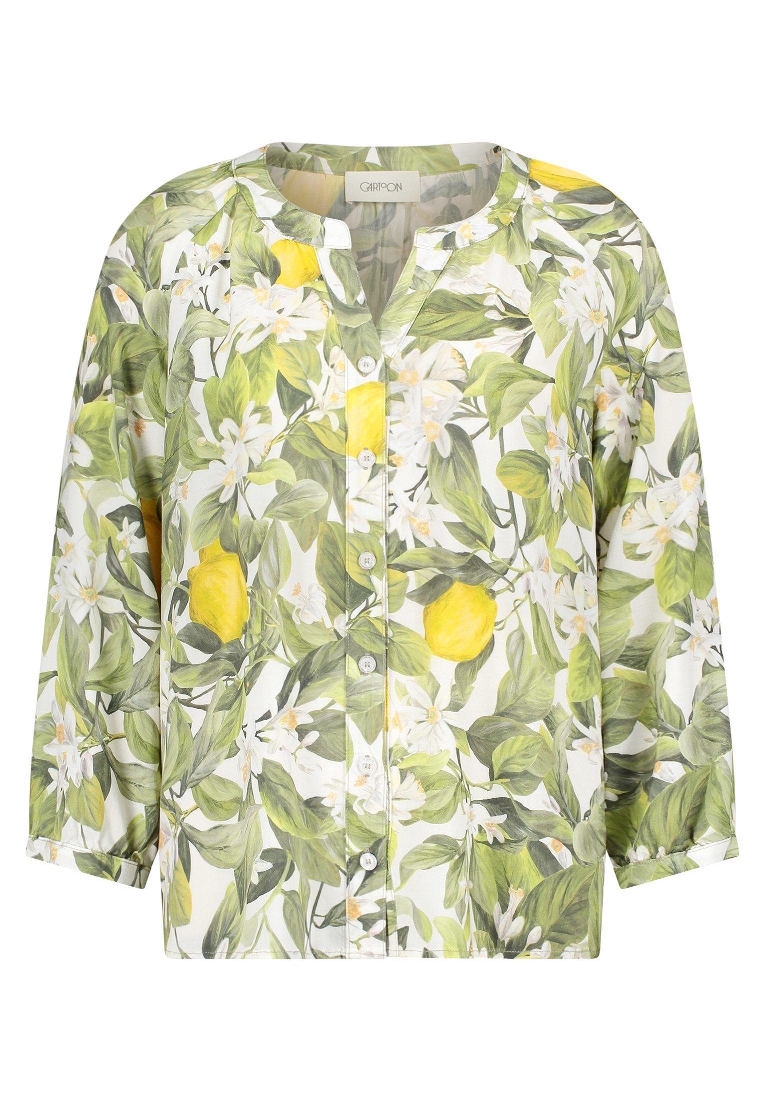 Cartoon Schlupfbluse Damen mit Knopfleiste