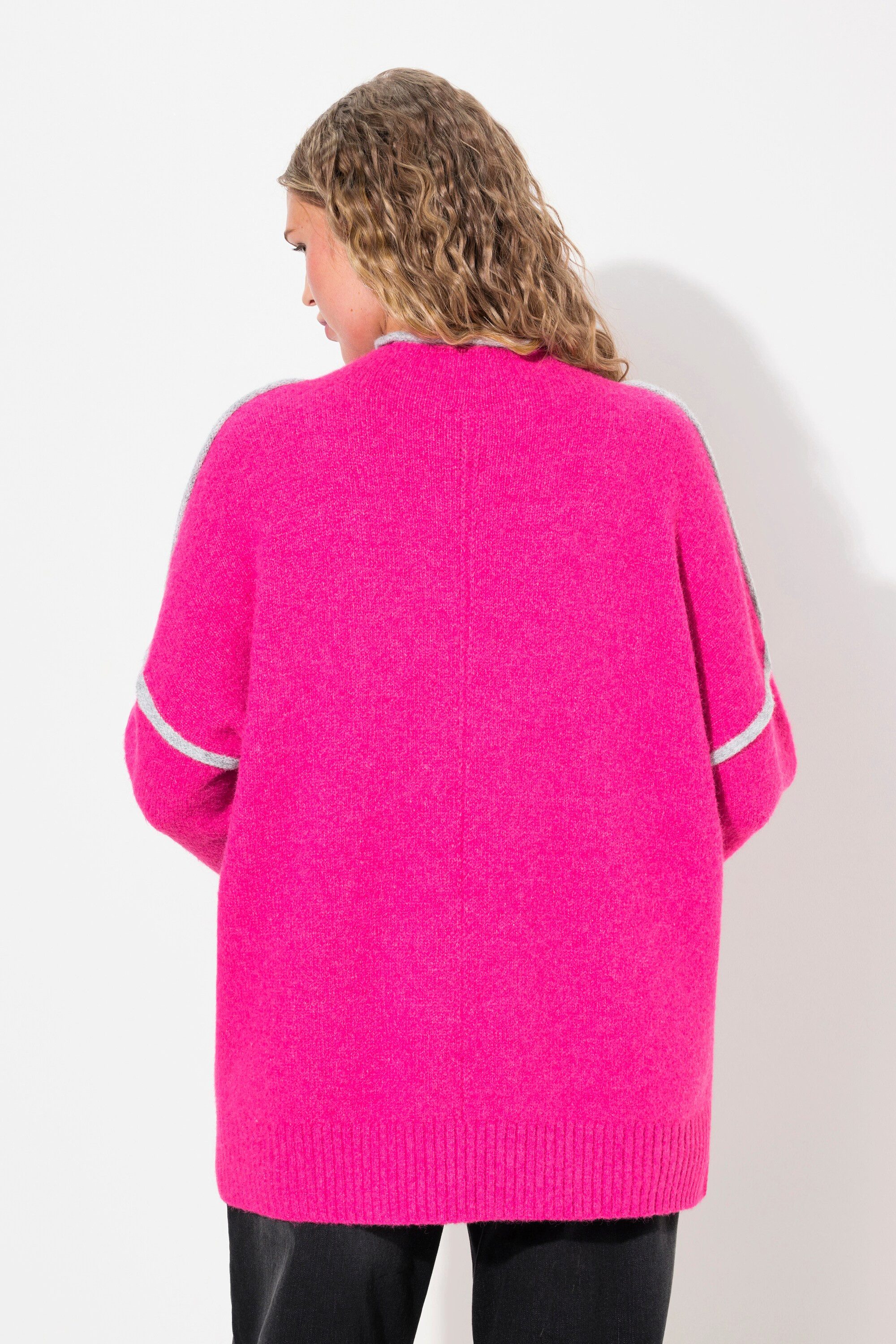 Ulla Popken Rollkragenpullover Pullover Zierstreifen Oversized Stehkragen Langarm