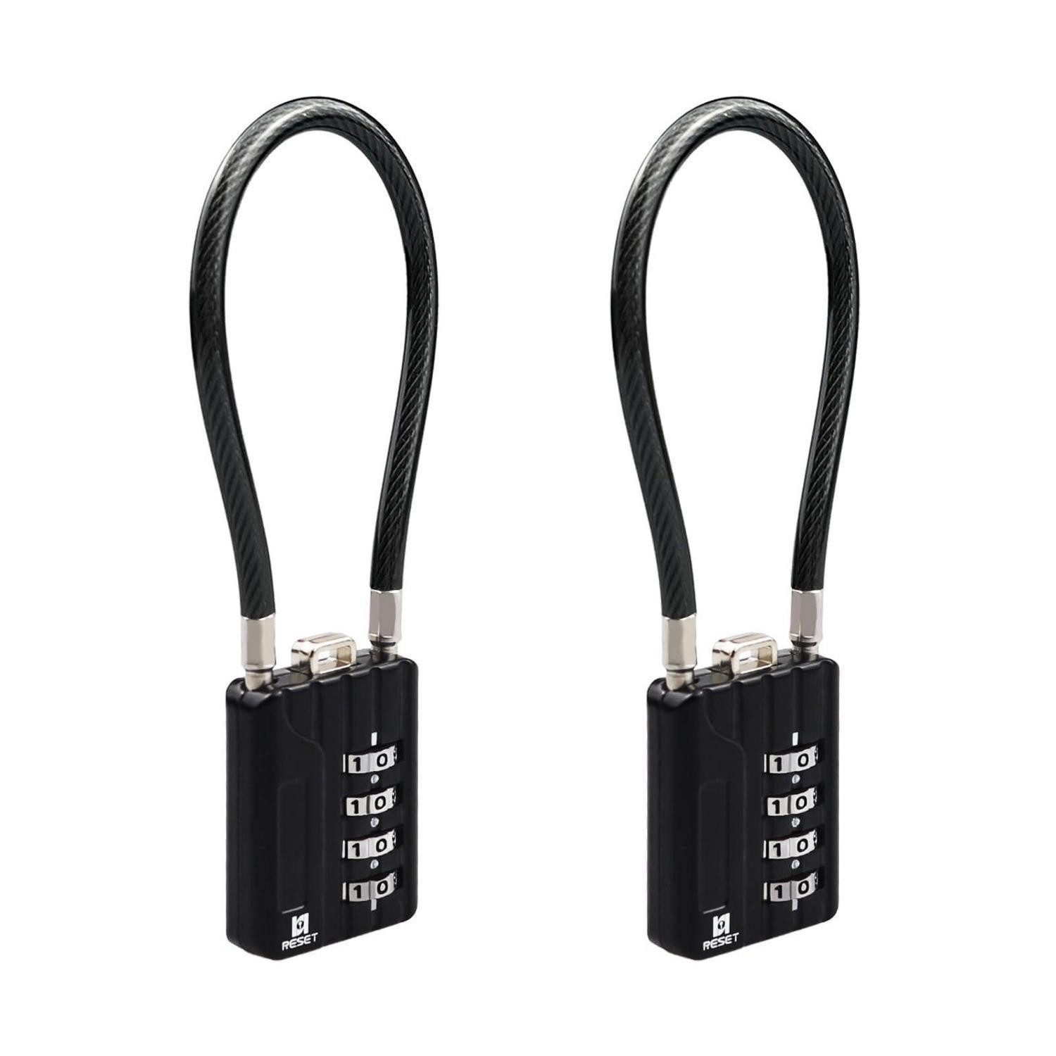 LuxusKollektion Zahlenkabelschloss Zahlenschloss Kabel 4-stellig Schwarz 2er Pack