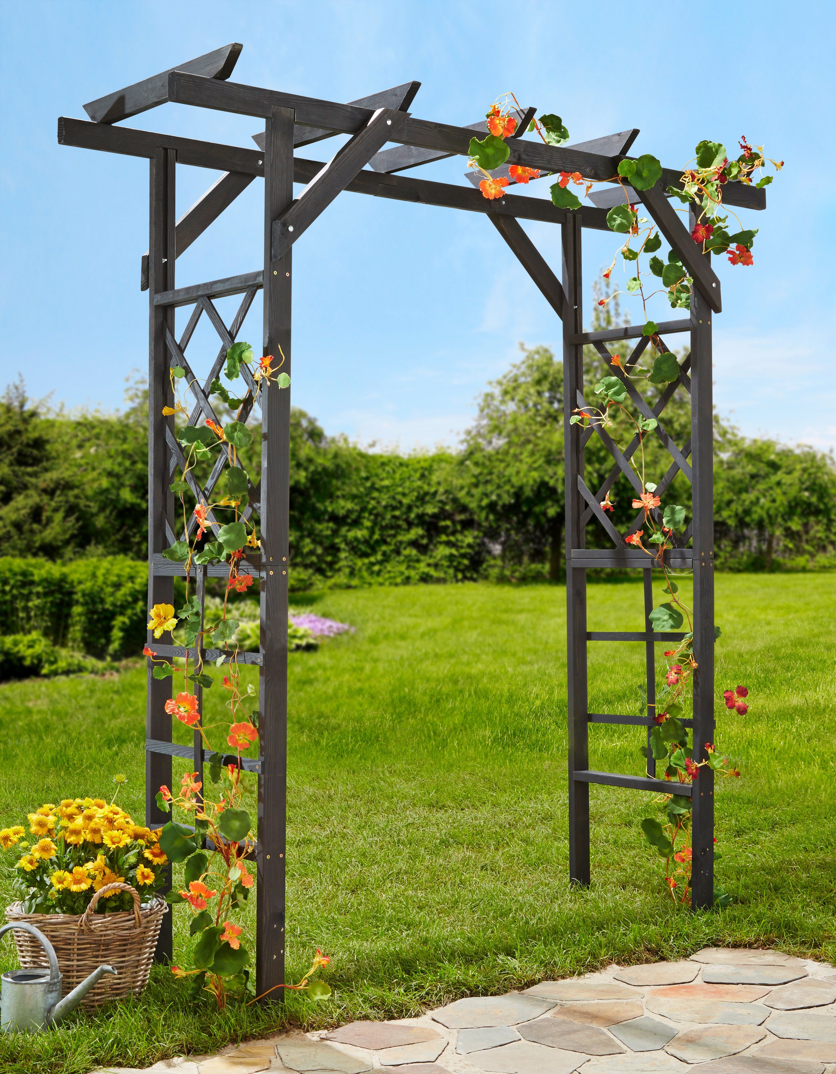 promadino Rosenbogen Pergola Ben, BxTxH: 200x65x208 cm, anthrazit