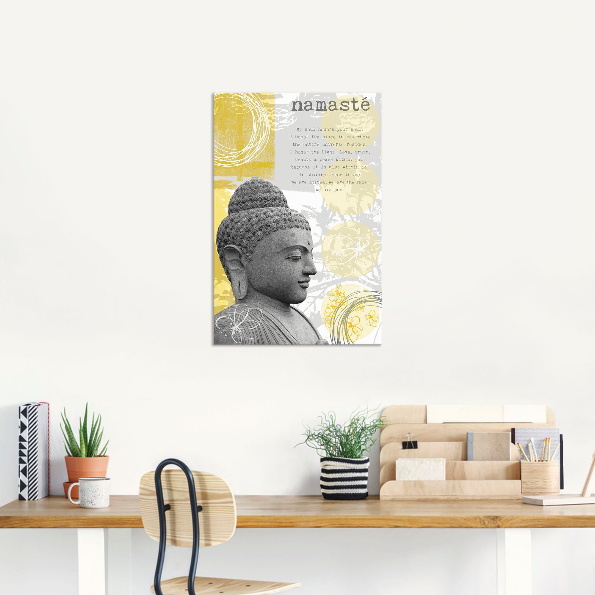 oder Größen I, Buddha Wandaufkleber Religion Artland Poster Leinwandbild, in Alubild, als versch. St), (1 Wandbild