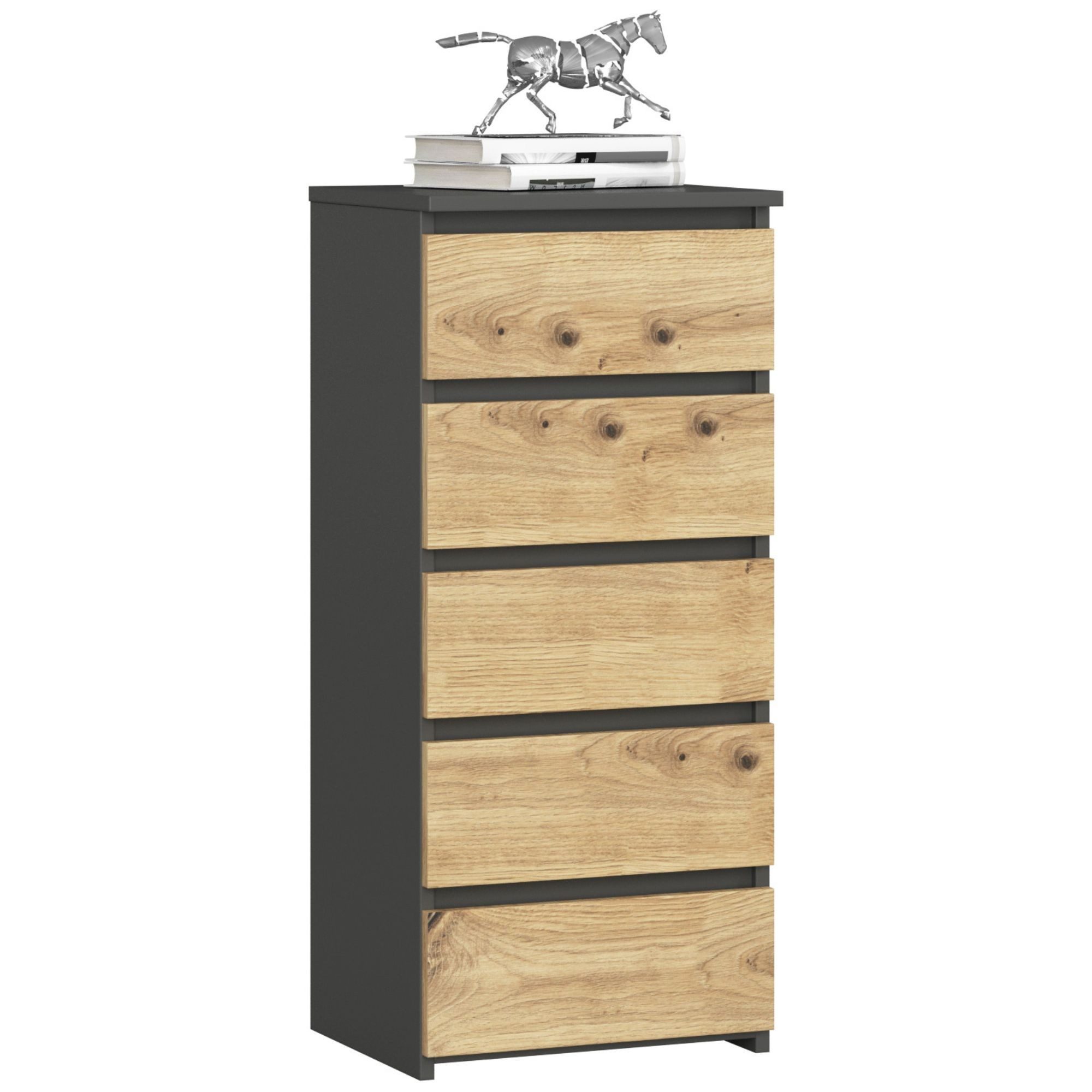 Milord Kommode Kommode Wohnzimmer 40 cm 5 Schubladen B40 x H92 x T35 cm Weiß