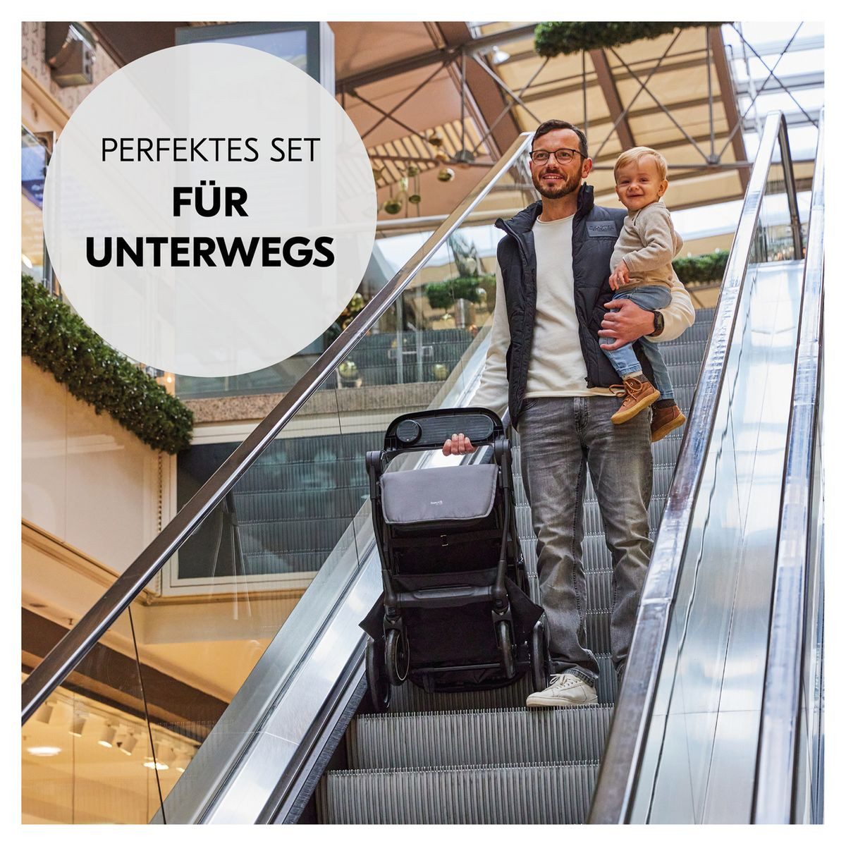 Hauck Kinder-Buggy Shop N Care 2in1 - Olive, Kinderwagen Sportwagen Set inkl. Babyschale bis 22 kg klein faltbar