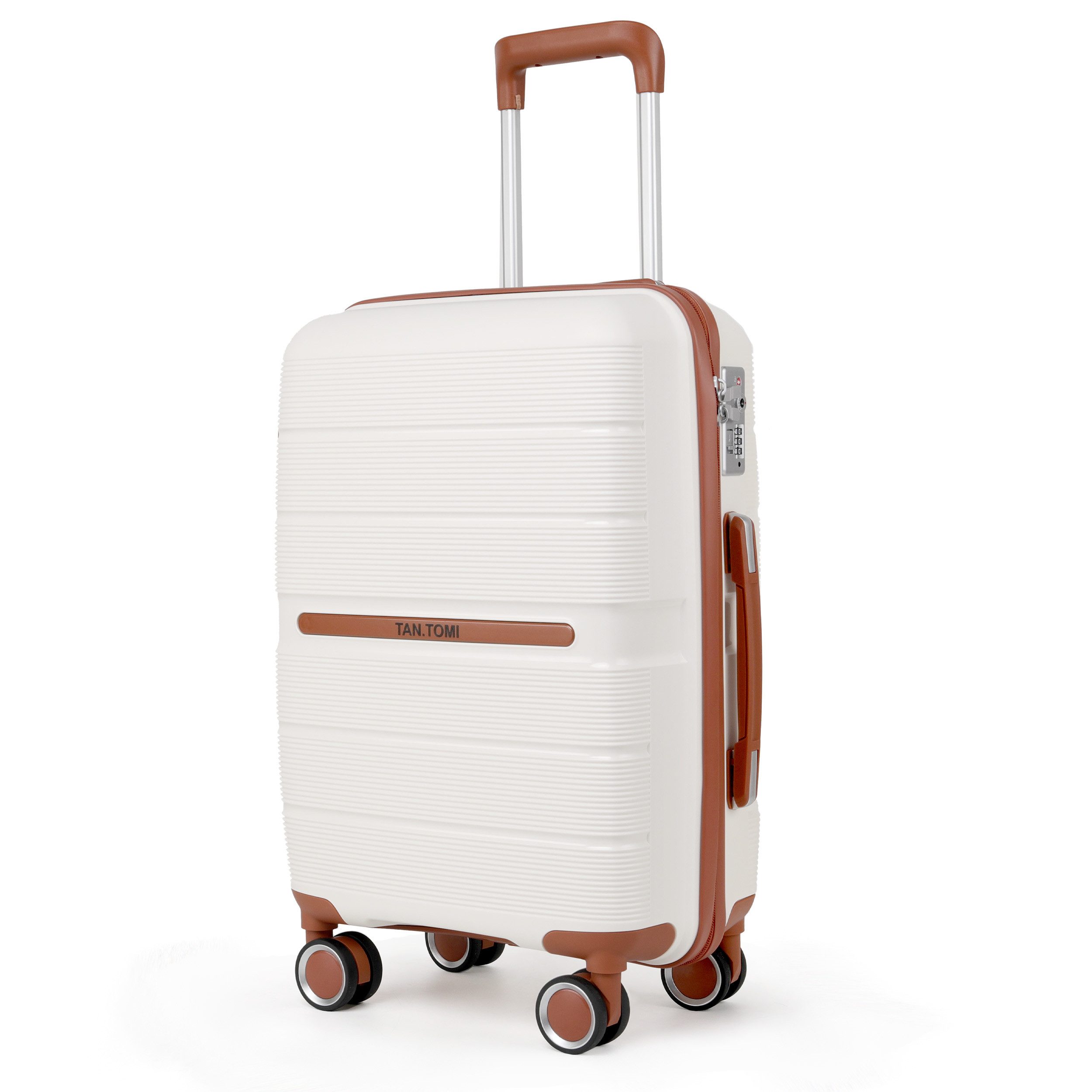 TAN.TOMI Handgepäckkoffer Reisekoffer Mittelgroß Koffer Trolleys Hartschalenkoffer Aus 100% PP, 4 Rollen, mit 8 Spinnerräder Rollkoffer Suitcase TSA-Schloss