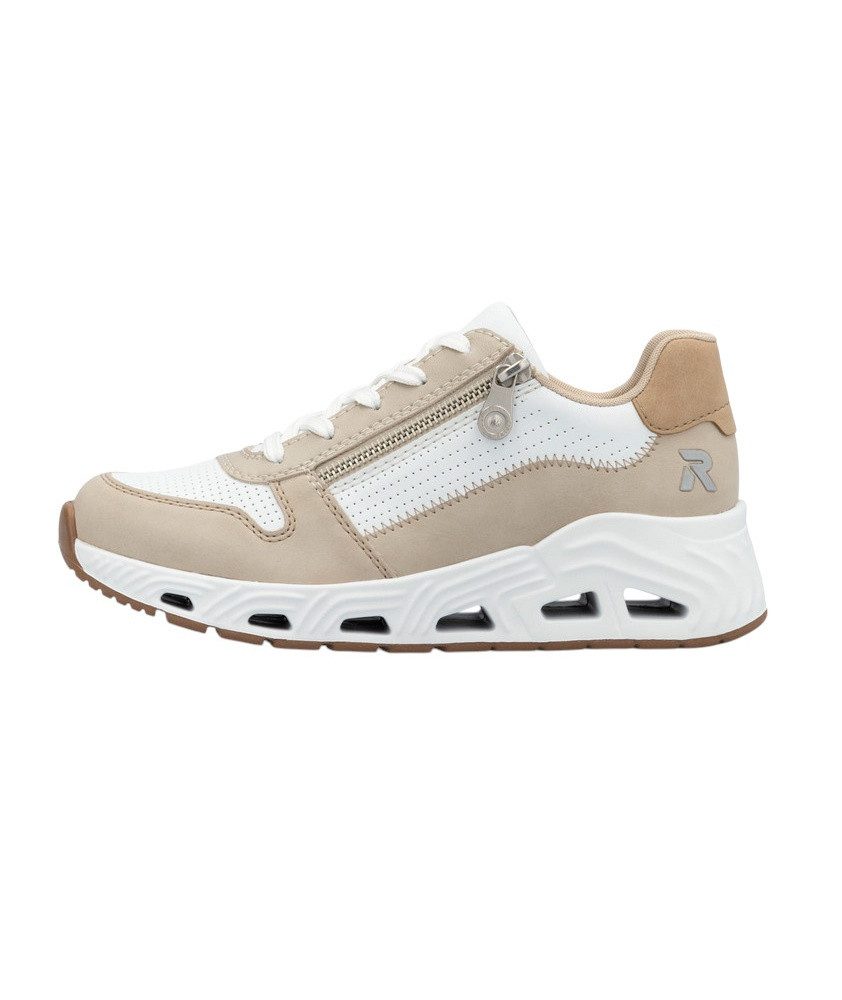 Rieker N5204 (Kunstleder, mit seitlichen Reissverschluss) weiss/beige Damen Sneaker
