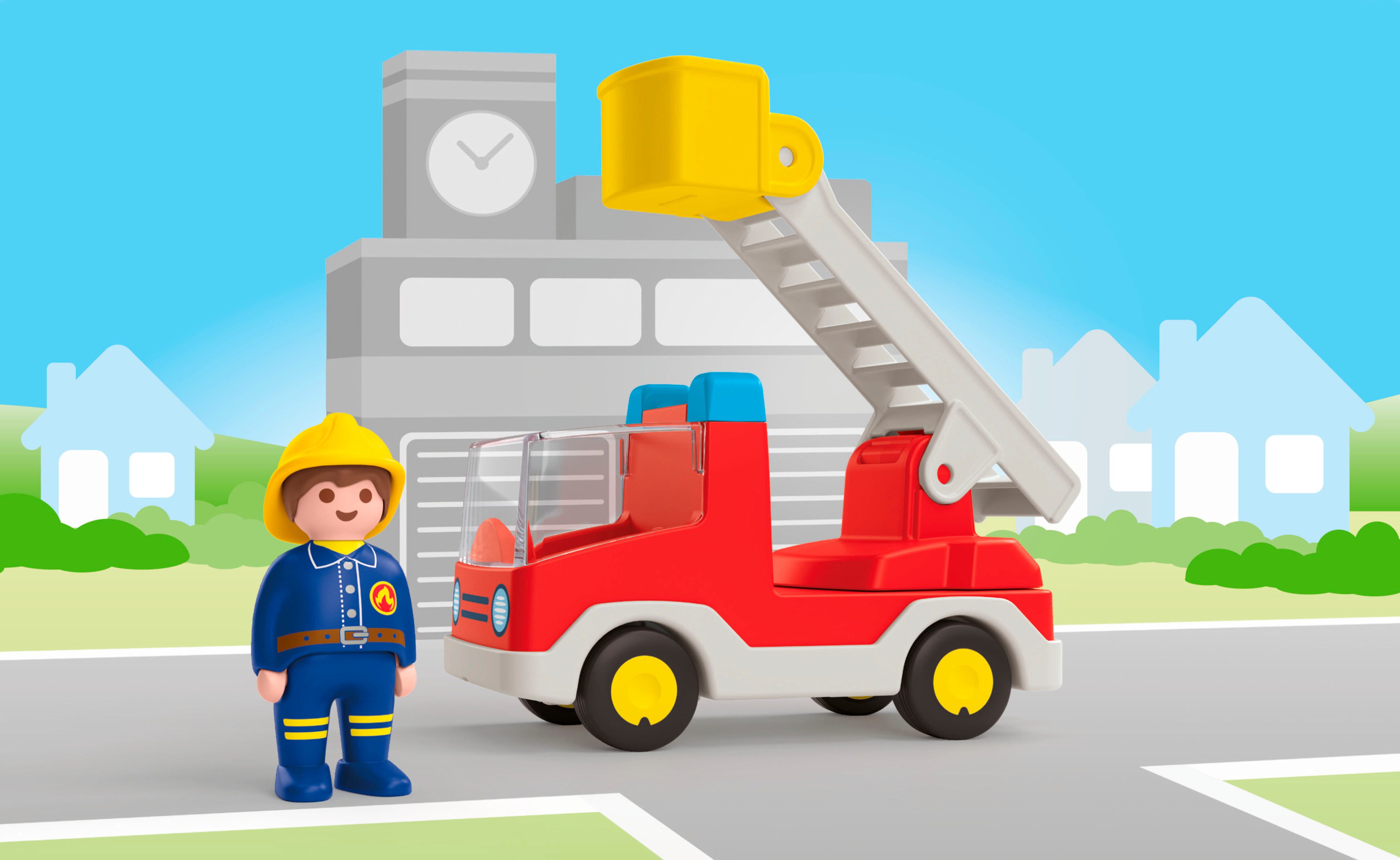 Playmobil® Feuerwehrleiterfahrzeug (71683), JUNIOR Konstruktions-Spielset, günstig online kaufen