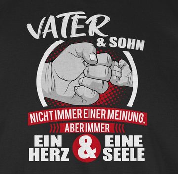 Shirtracer T-Shirt Vater & Sohn Immer ein Herz & eine Seele - weiß/rot Partner-Look Familie Papa