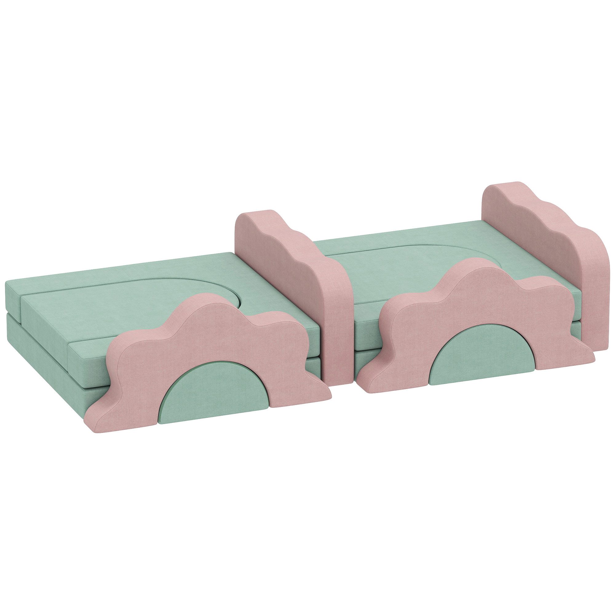 AIYAPLAY Kindersofa Schaumstoff Bausteine 12 Stück Bällebad Cordoptik grün Spielbausteine, (Softbausteine-Set, 12 St., Riesenbausteine), Weicher Cordbezug, leicht zu reinigen