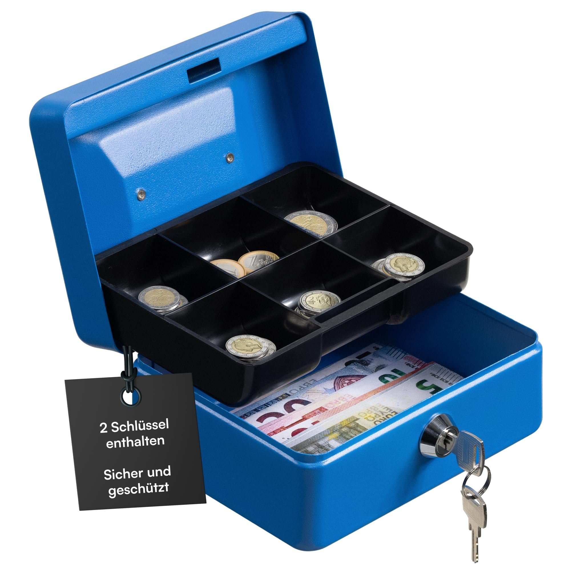 Organizer Schloss Blau - Geldkassette 2 Schlüssel H&S Geldkassette 6\