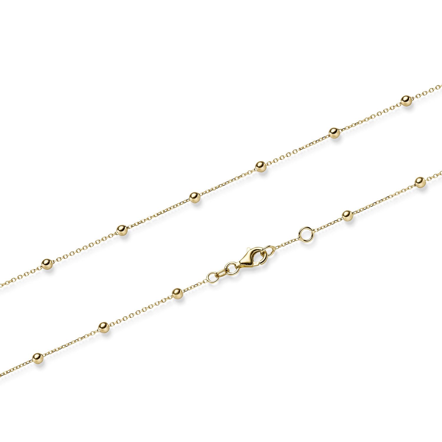 HOPLO Goldkette Goldkette Ankerkette mit Kügelchen 1,0mm Länge 19 cm 585-14 Karat Gold, Made in Germany